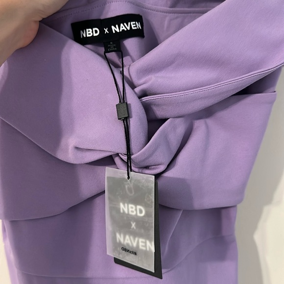 NBD X Naven Jane Off-The-Shoulder Purple Mini Dress - Picture 9 of 10